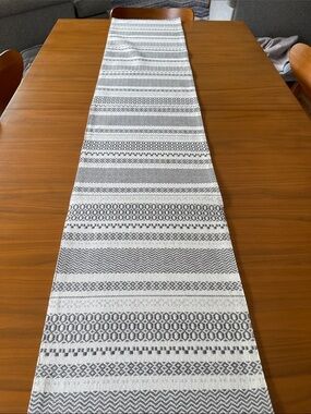 Gray and White Woven Table Runner